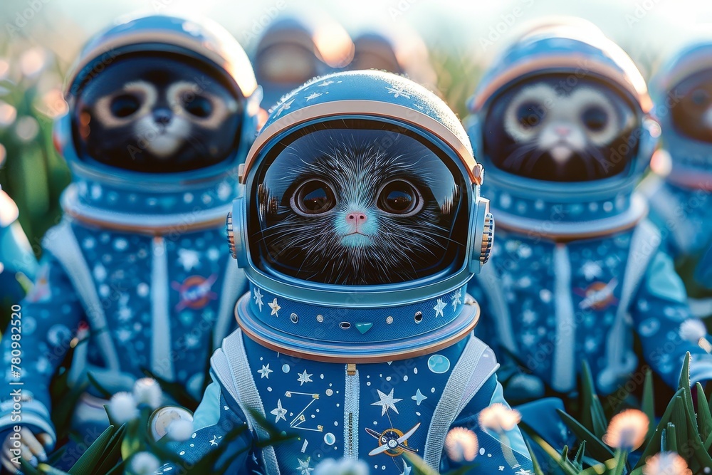 The Animal Astronauts Animals in Spacesuits - obrazy, fototapety, plakaty 