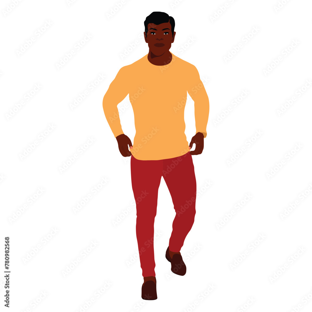 Fototapeta premium Modern fashionable black man in elegant art style vector
