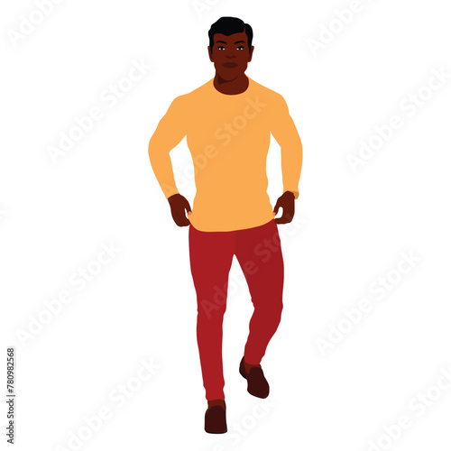 Modern fashionable black man in elegant art style vector