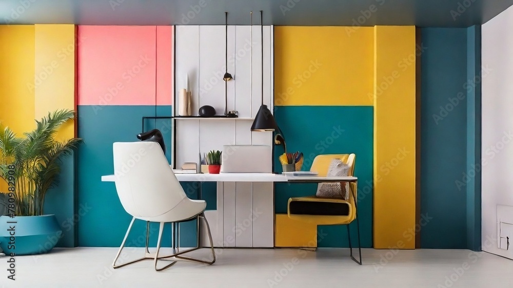 Fototapeta premium Interior Designs for Your Home Office with Laptop Centerpiece