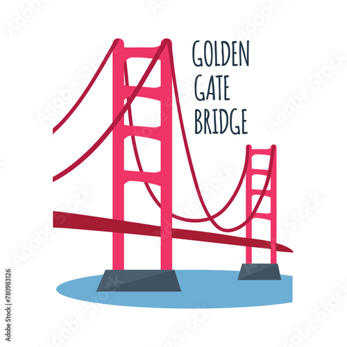 Golden gate bridge icon clipart avatar logotype isolated vector illustration