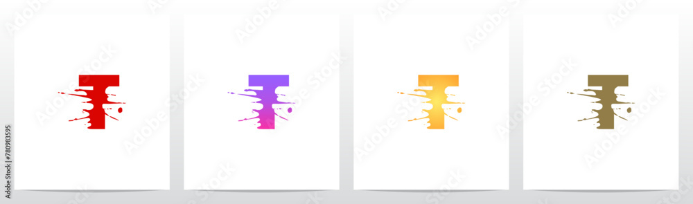 Splash Splatter Letter Initial Logo Design T