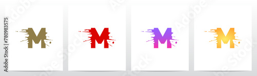Splash Splatter Letter Initial Logo Design M