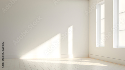 Digital white minimalist white wall light and shadow scene geometric poster web page PPT background with Generative