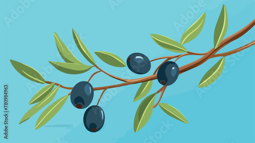 Branch of olive. Flat vector colorful illustration.
