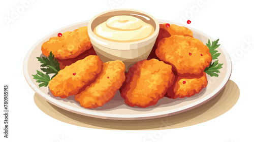 Breaded chicken nuggets served on a plate tasty pou