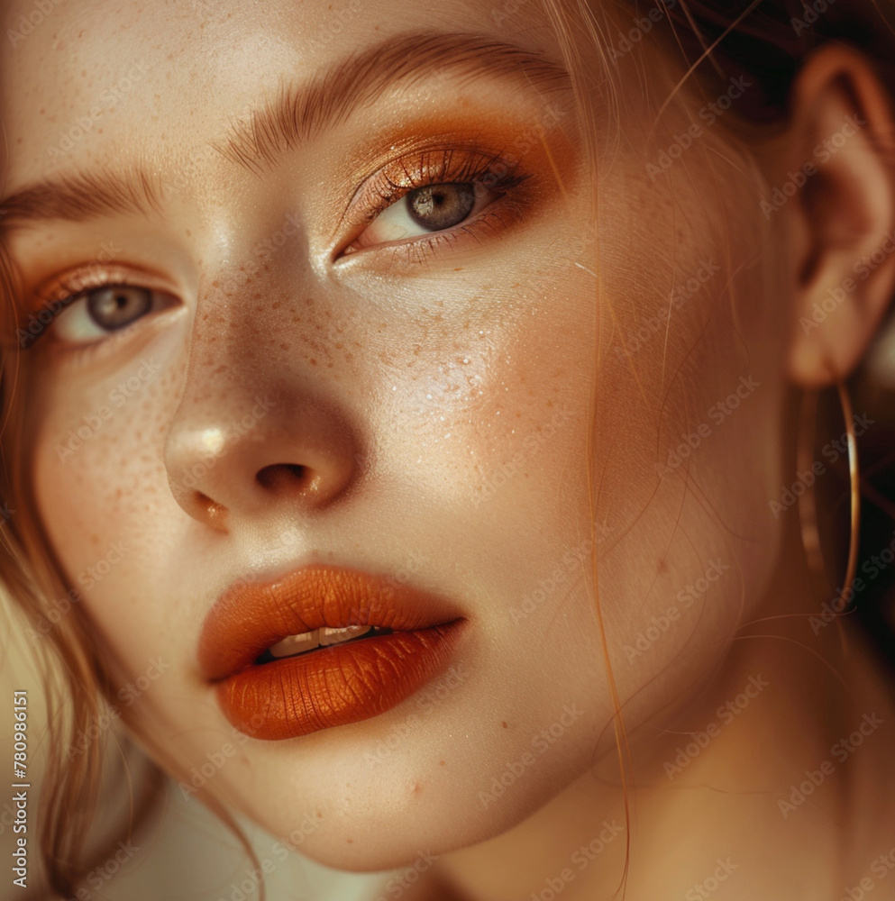 Naklejka premium beauty fashion model of color with natural make-up 20% imperfections