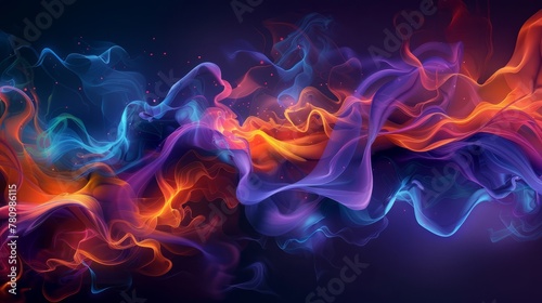 Abstract Colorful Smoke Waves Design