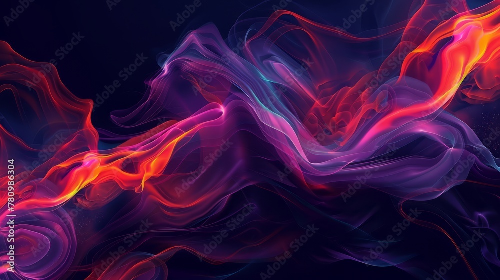 Abstract Fiery Waveforms on Dark Background