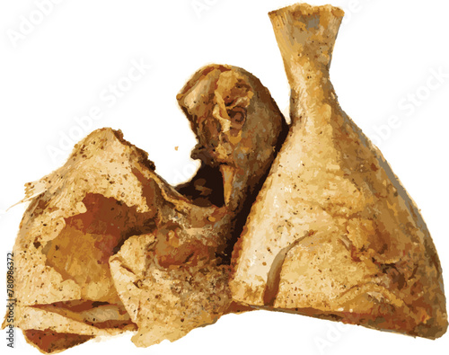 Fried pomfret on white background. Pomfret fish is gutted, thoroughly cleaned, and marinated in salt and black pepper. Use a high fire to fry. Eat with rice or on your own. For design ideas, there are