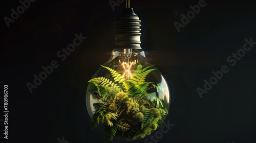 Green Energy Concept with Light Bulb photo