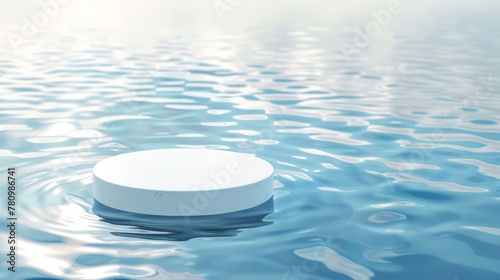 Serene Water Surface with Single White Pillar