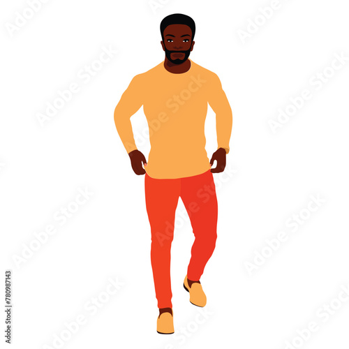 Afro black man in elegant art style vector