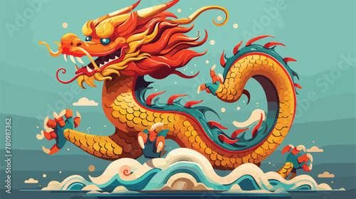 Chinese dragon symbol of prosperity and wealth icon