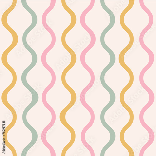 Seamless Vector Colorful Circus Pattern Wiggly Wavy Modern Simple Geometric Pattern Wallpaper Cute Girly Stripe Vertical