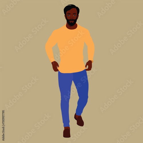 Modern black man in elegant art style vector