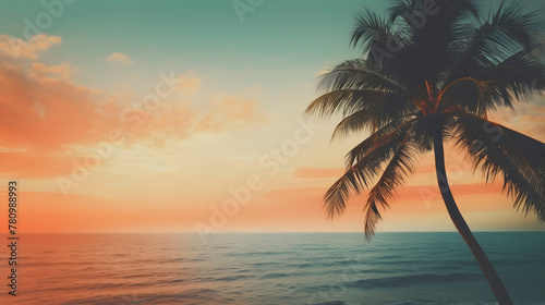 digital sunset beach scene graphic poster web page PPT background