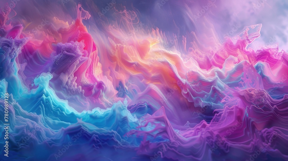Swirls of vibrant pinks purples and blues collide in a chemical reaction that creates an otherworldly display of color.