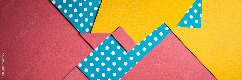 Fototapeta premium Mesmerizing Memphis Style: Fashion Paper Texture Backgrounds with Yellow, Blue, Pink Hues