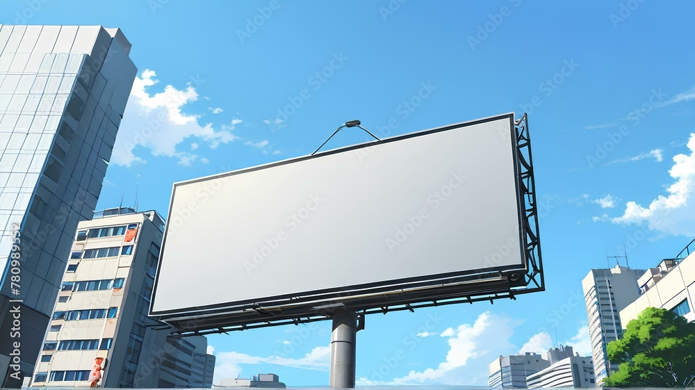 advertisement. Illustration. template. Low angle view of a billboard against a clear blue sky.|広告、イラストレーション、テンプレート advertisement. Illustration. template. Low angle view of a billboard against a clear blue sky.|広告、イラストレーション、テンプレート
