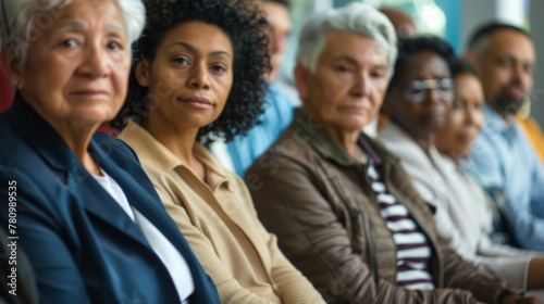 A group of people of different ages and backgrounds sit in a waiting room anxiously awaiting their turn to see the optometrist. The image showcases the equalizing power of sightsaving .