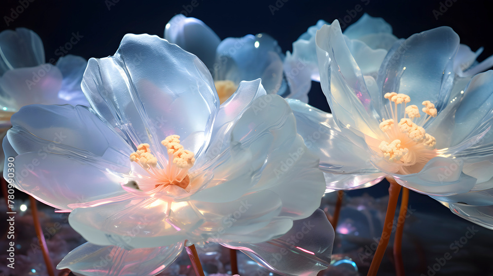Digital technology glass crystal flowers fantasy scene abstract graphic poster web page PPT background Digital technology glass crystal flowers fantasy scene abstract graphic poster web page PPT background