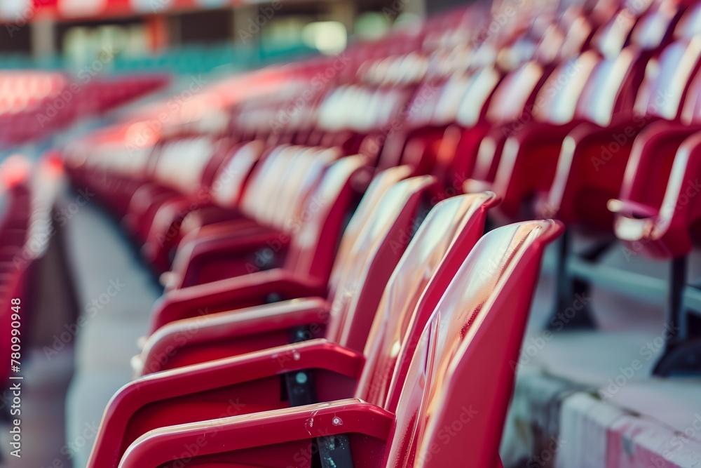 Fototapeta premium Red tribune seats on stadium