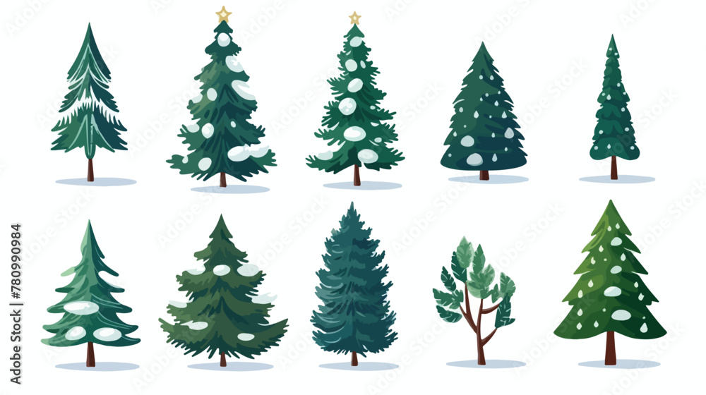 Christmas trees icon set isolated on white backgrou