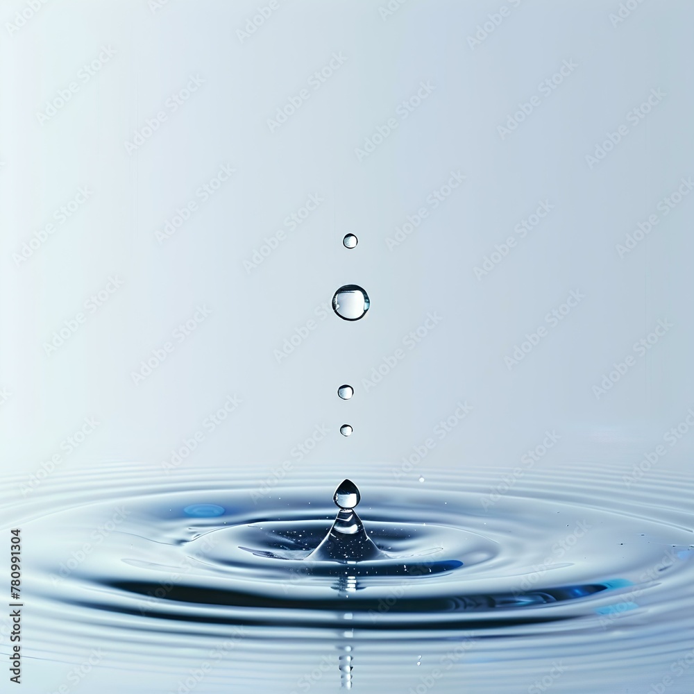 A drop of water, blue, white background. generative AI A drop of water, blue, white background. generative AI