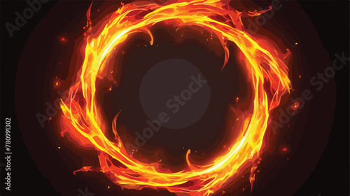 Circular frame with fire and flames energy power el