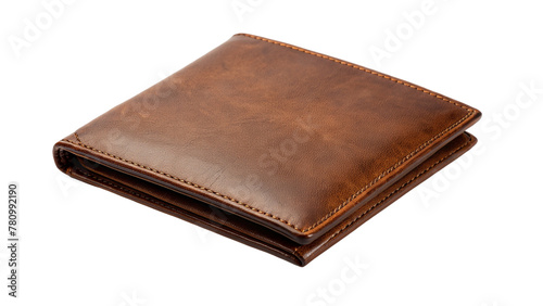 Brown leather wallet isolated on transparent background