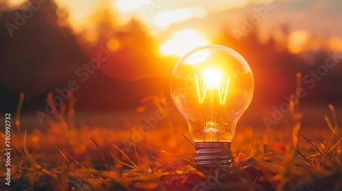 A light bulb on the grass photo