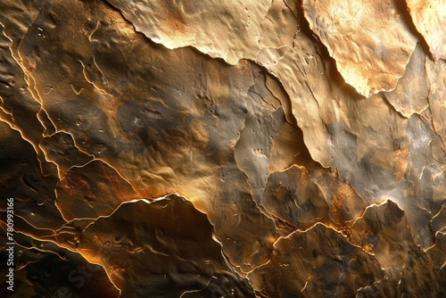 A close up of a rock with a gold and brown color. The rock has a rough texture and he is weathered
