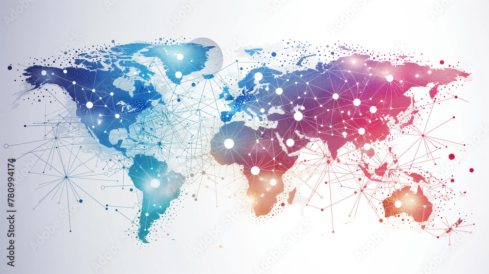 Abstract telecommunication world map with circles, lines and gradients. Abstract telecommunication world map with circles, lines and gradients.