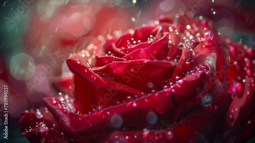 Close-up of dew-covered red rose
