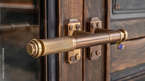 Showcasing an intricate tubular door latch in close-up, highlighting the blend of inspired design and robust security for home protection photo
