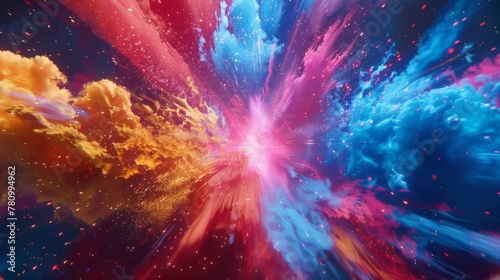 Vibrant explosions of color like a burst of magic bring life and wonder to the canvas.
