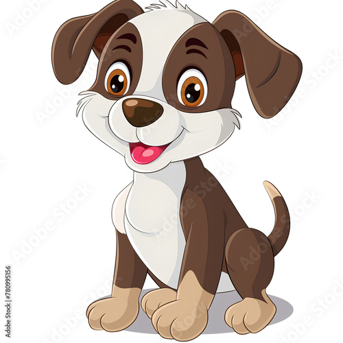 Cute cartoon puppy with open mouth pet animal dog