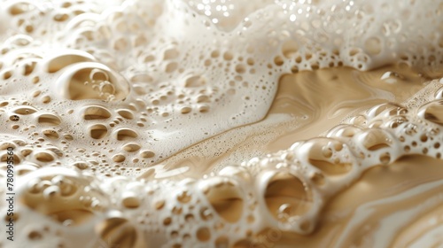 A detailed 3D depiction of milk froth for a cappuccino