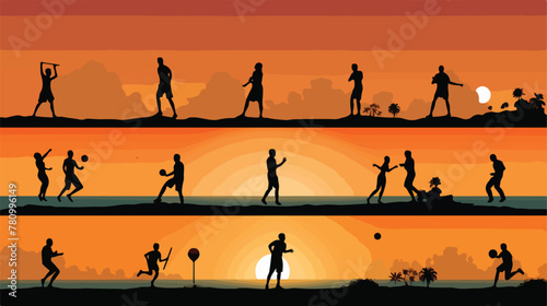 Collection of kickball silhouette vector 2d flat ca photo