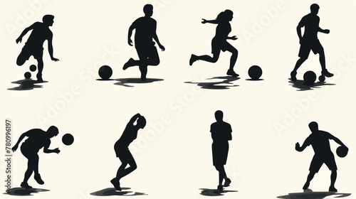 Collection of kickball silhouette vector 2d flat ca photo