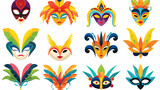 Collection of rio carnival icon vector 2d flat cart