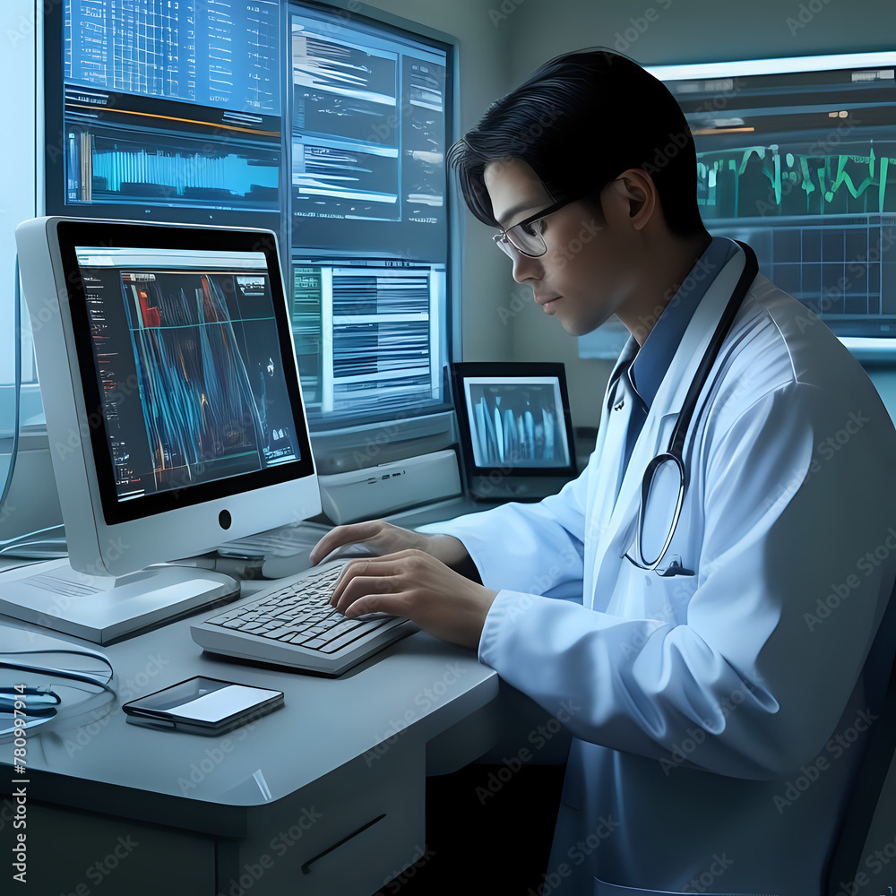 Depict the use of computers and tablets in medical settings - generated by ai Depict the use of computers and tablets in medical settings - generated by ai