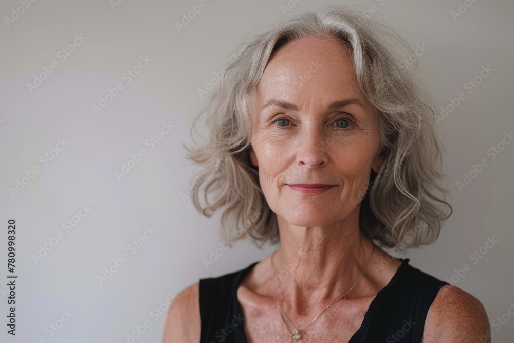 Portrait of a smiling senior woman looking at the camera with copy space Portrait of a smiling senior woman looking at the camera with copy space
