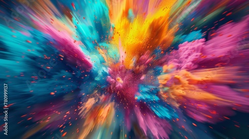 A vibrant mix of colors erupts in a frenzy creating a beautiful abstract explosion. photo