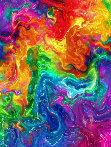 Vibrant swirls of colorful paint - Lively and bright abstract swirls of multicolored paint with a flowing, liquid texture