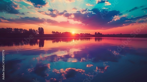 Sunset Serenity on Lake Reflections./n