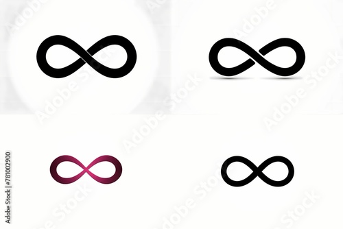 Minimalistic black logo of an infinity symbol, designed with thick lines and isolated on white solid background