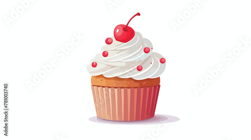 Cupcake Icon Vector 2d flat cartoon vactor illustr
