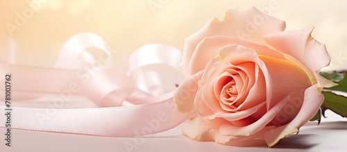 A single rose lying gracefully on a flat surface, showcasing its delicate beauty
